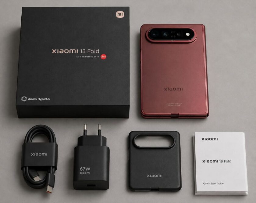 מה בקופסה של המתקפל Xiaomi 18 Fold. מקור: TechDroider